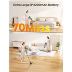 Cordless Vacuum Cleaner, 650W 55Kpa 70Mins Vacuum Cleaners For Home, Upgraded Stick Vacuum With 3.3Ft Extendable Hose, Led Touch Screen, Wall Charging Station, Auto Mode For Carpet Pet Hair Hard Floor