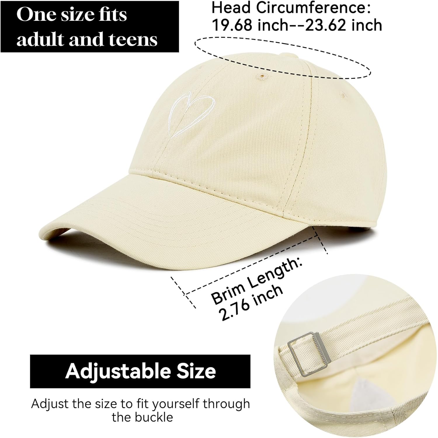 Zando 2026 Trendy Heart Baseball Caps for Women Men Girls Dad Adjustable Cute Cotton Trucker Hat for Casual Travel Sports