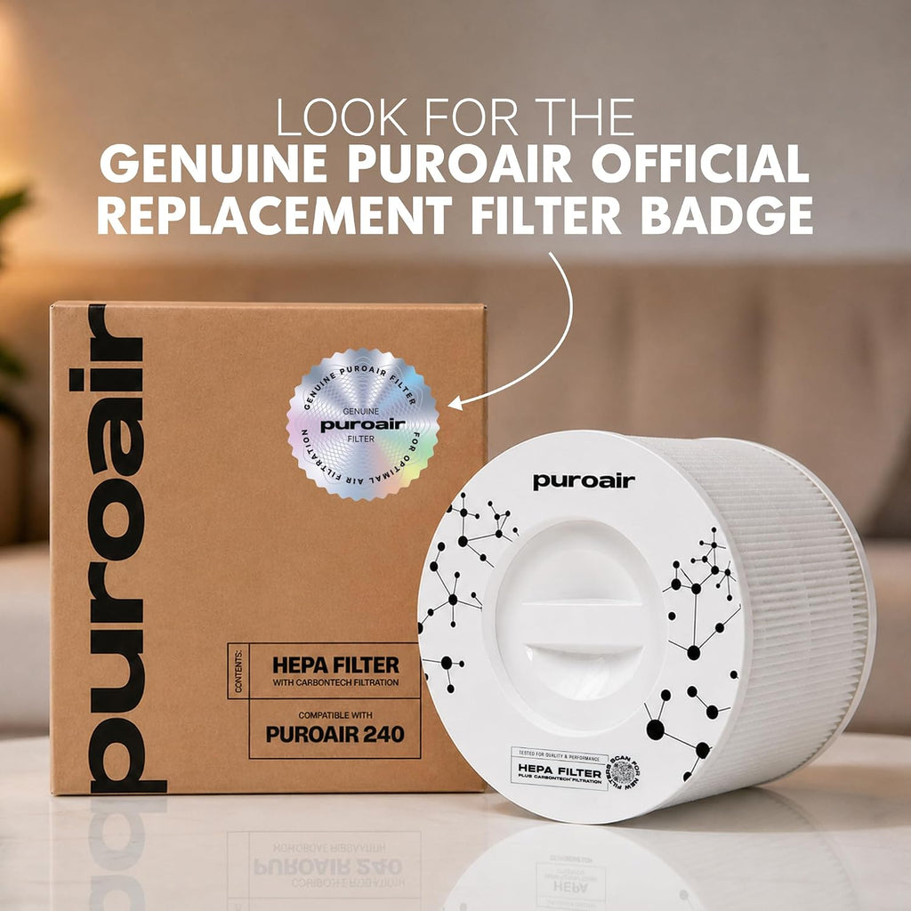 Puroair 240 Replacement Filter - Genuine Puro Air 240 Filter Replacement - Official Puroair Air Purifier Hepa Filter With Carbontech Filters 99.9% Of Pollen, Dust, Pet Dander, Smoke, Odors (2Pk)