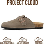 Project Cloud Mens Clogs - 100% Full Grain Genuine Leather Clogs For Men With Memory Foam Insole And Arch Support Natural Cork Footbed - Non Slip Mules Mens Slippers (Brooklyn)