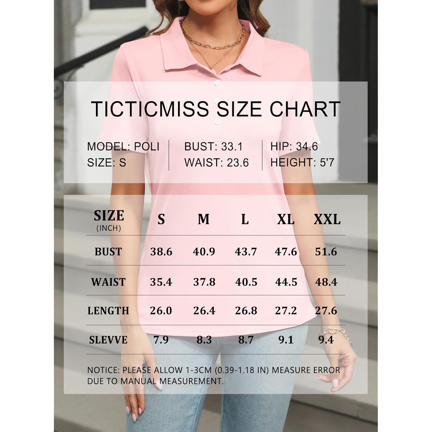 Womens Polo Shirts Short Sleeve Button Lapel Collared Summer Tops Business Casual Basic Tees