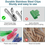 40 Pcs Garden Clips, Heavy Duty Stainless Steel Greenhouse Clamps, Greenhouse Clips For Netting, Have A Strong Grip To Hold Down The Shade Cloth Or Plant Cover On Garden Hoops Or Greenhouse Hoops