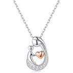 MILACOLATO Mothers Day Necklace for Mom 925 Sterling Silver Mom and Child Necklace with Birthstones Heart Mother Daughter Necklaces for Women New Mum Grandma Wife Birthday Mothers Day Jewelry Gifts