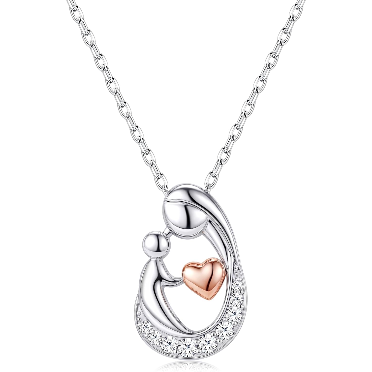 MILACOLATO Mothers Day Necklace for Mom 925 Sterling Silver Mom and Child Necklace with Birthstones Heart Mother Daughter Necklaces for Women New Mum Grandma Wife Birthday Mothers Day Jewelry Gifts
