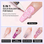 MIZHSE Solid Builder Gel Clear 3D Nail Gel, Non-Stick Hand Sculpting Gels for 3D Nail Art Carving Building Modeling, Nail Extension, Soak Off UV/LED Nail Art Salon Home DIY