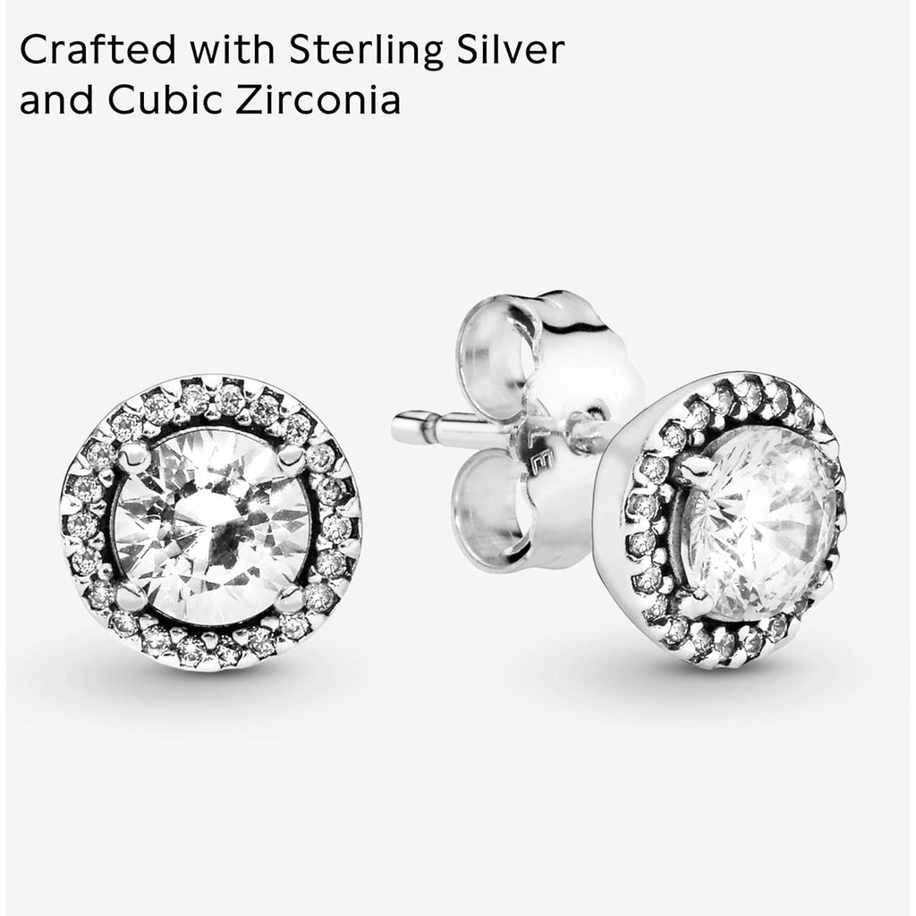 PANDORA Round Sparkle Stud Earrings - Classic Earrings for Women - Great Gift for Women - Made with Sterling Silver & Cubic Zirconia, With Gift Box