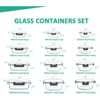 24 Pieces Glass Food Storage Containers Set, Meal Prep Containers, Bpa-Free Airtight Glass Storage Containers With Lids,Freezer, Microwave And Oven Safe,Gray
