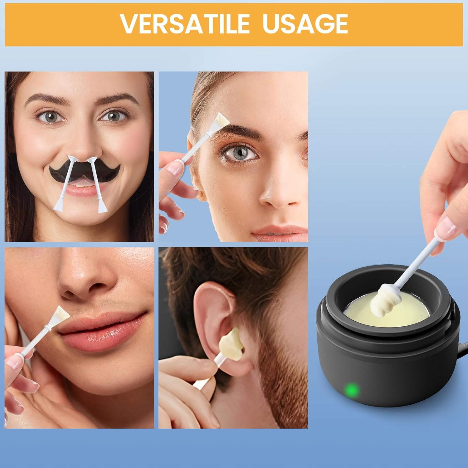 SUERBEATY 60 Pcs Nose Wax Sticks, Hair Wax Applicator with Disposable Spatulas for Nostril Cleaning, Ear Face Hair Removal for Men Women, Painless