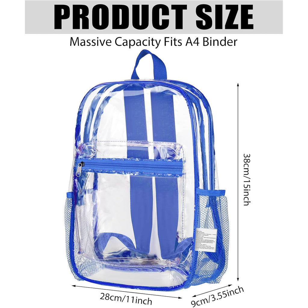 Silkfly 100 Pack Clear Backpacks Bulk Pvc Transparent Bookbags Heavy Duty See Through Bags With Pockets For Stadium Work Travel (15 X 11 X 5.2 Inches,Black,Gray,Blue,Pink)