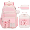Backpack For Girls, 3Pcs Girls Backpack For School With Lunch Bag Pencil Case, Cute Kids Teens Bookbag For Kindergarten Elementary Preschool Middle School (Pink)
