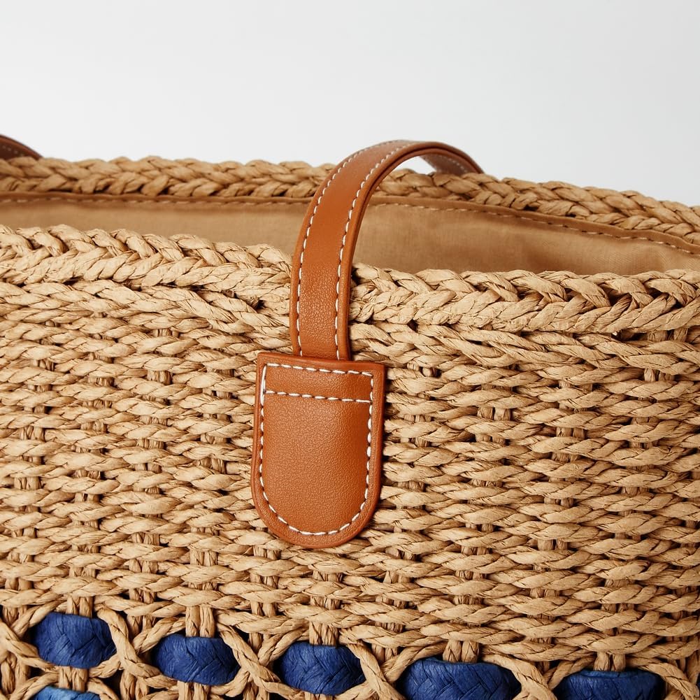 Women’S Tote Bag Straw Beach Shoulder Handbag Fashion Purse 2026 Summer Vacation Travel Woven Top Handle Bag