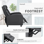 Homall Recliner Chair, Recliner Sofa Pu Leather For Adults, Recliners Home Theater Seating With Lumbar Support, Reclining Sofa Chair For Living Room (Black, Leather)