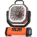 Portable Rechargeable Fan 20000Mah, Camping Fan With Led Light & Remote, Usb C Cordless Battery Powered, 4 Speeds Timer Hanging Hook For Travel Tent Outdoor Essentials - Orange