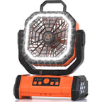 Portable Rechargeable Fan 20000Mah, Camping Fan With Led Light & Remote, Usb C Cordless Battery Powered, 4 Speeds Timer Hanging Hook For Travel Tent Outdoor Essentials - Orange