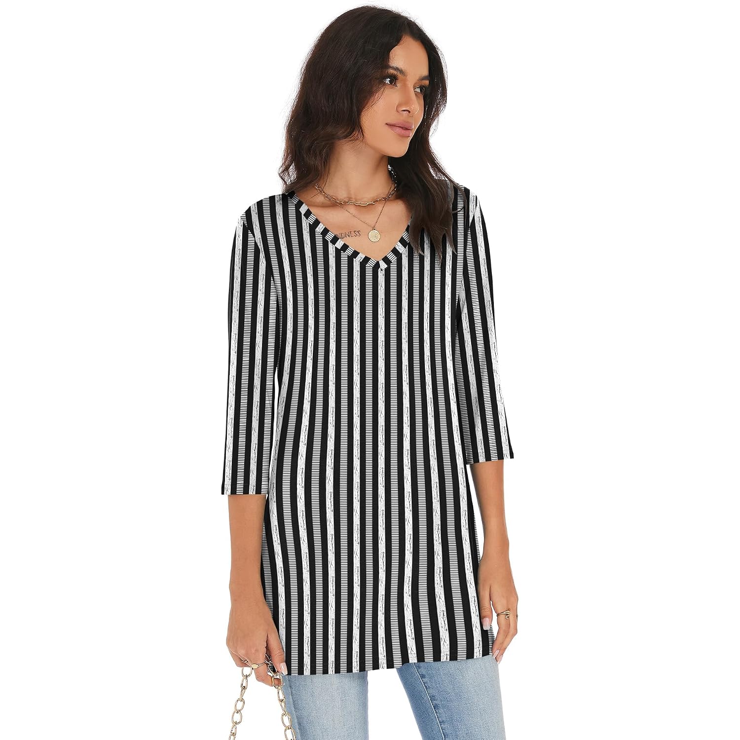 Rapbin Tunic Tops For Women Loose Fit Dressy 3/4 Sleeve V Neck T Shirts Spring Tops For Women 2026