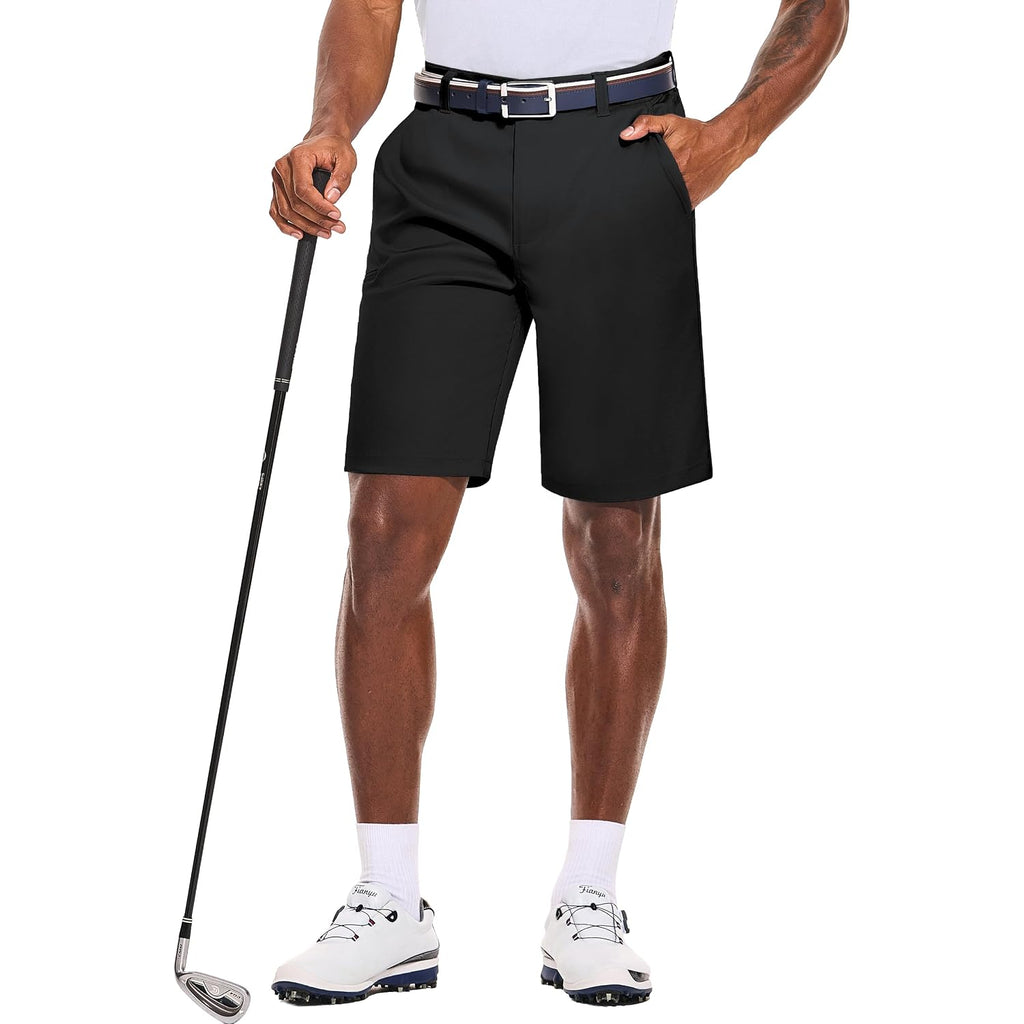 Puli Men'S Golf Hybrid Dress Shorts Stretch Flat Front Quick Dry 10” Inseam | Lightweight Performance Regular Fit Multiple Pockets Machine Washable For Effortless Care