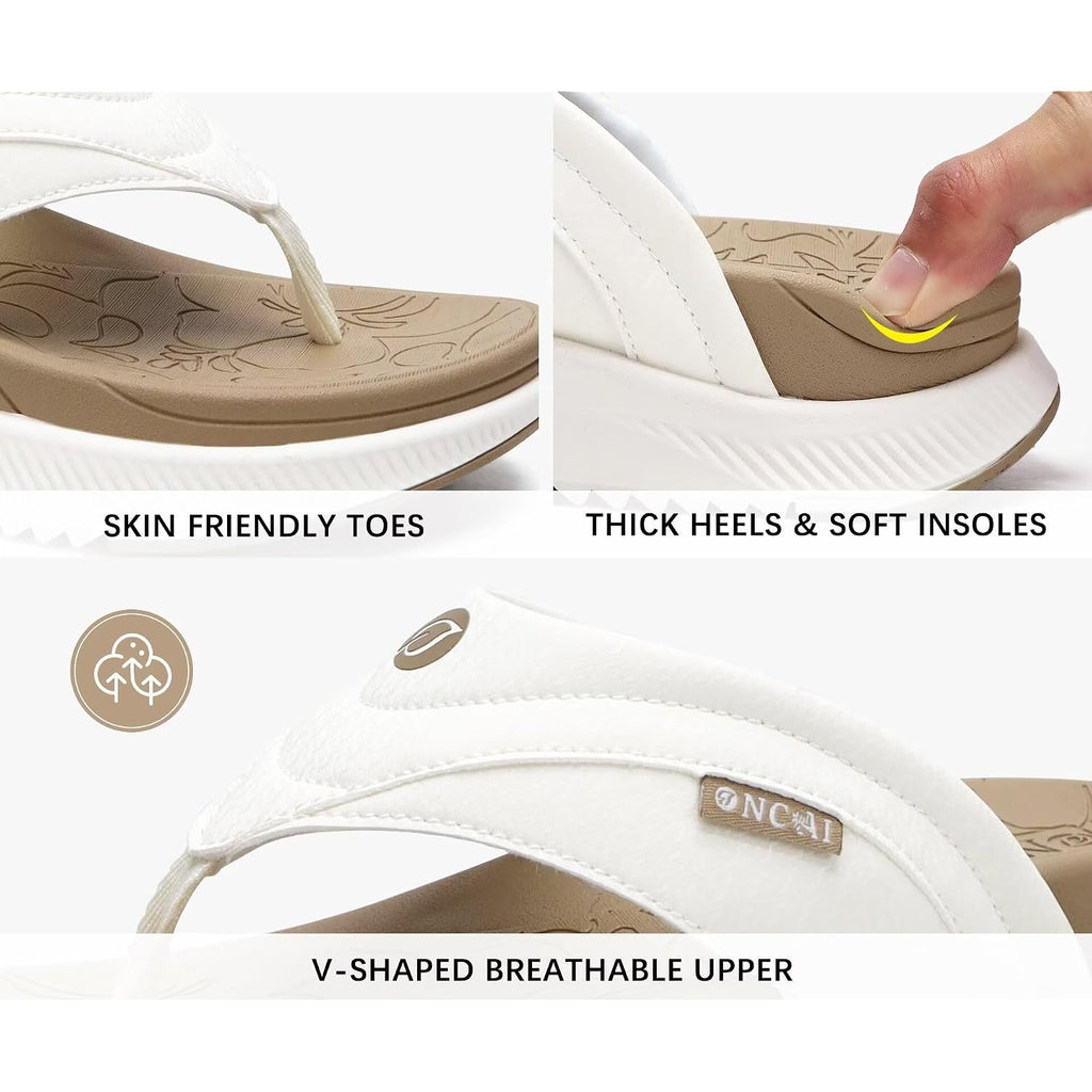 Oncai Women'S Orthotic Cushion Flip Flops Recovery Walking Sandals For Women With Arch Support Summer Comfortable Slip On Flip Flops For Womans Size 6-12
