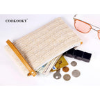 COOKOOKY Womens Straw Clutch Bag Bohemian Summer Beach Straw Purse Zipper Wristlet Wallets for Women