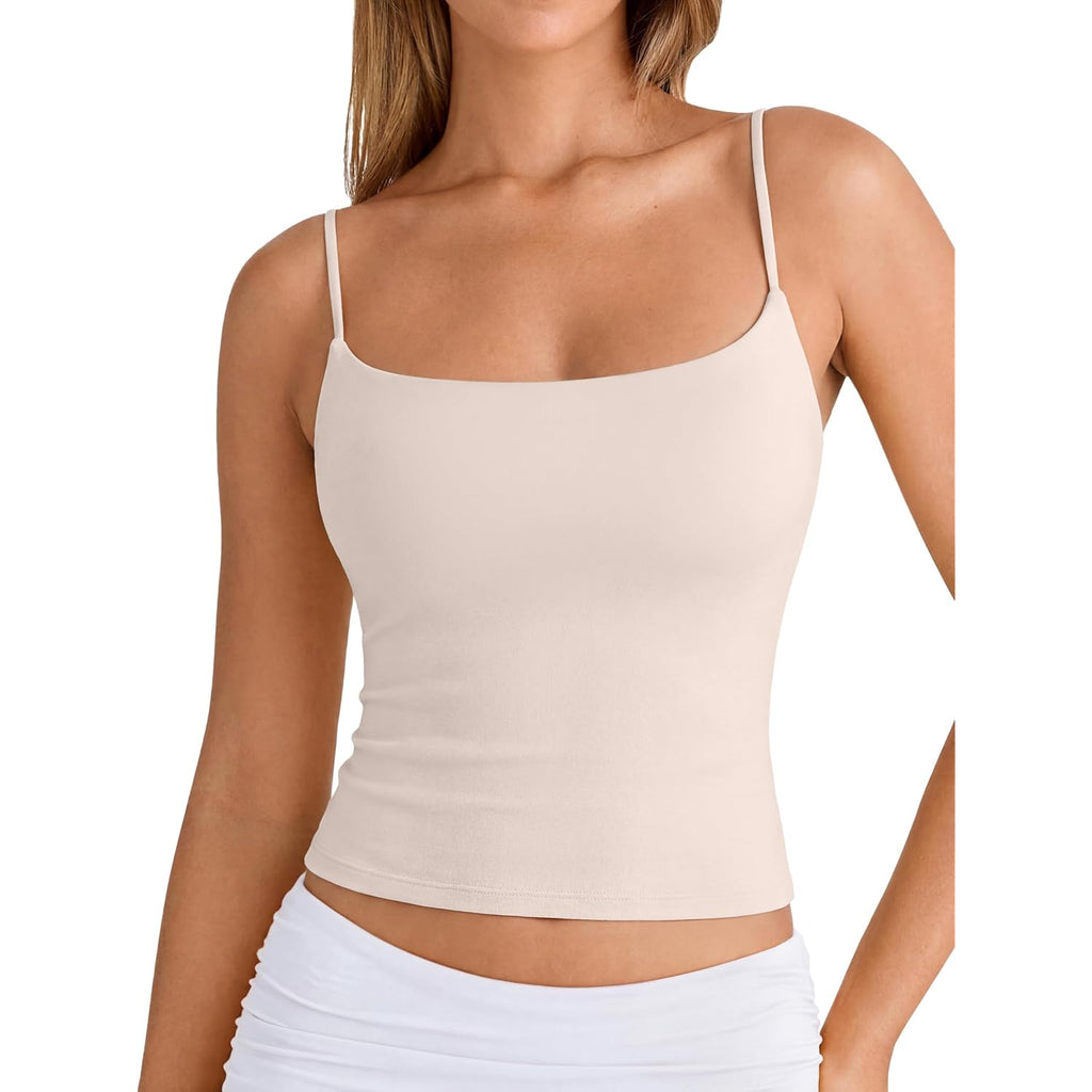 SUUKSESS Women Cotton Double Layer Unpadded Cami Summer Basic Going Out Tops