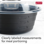 Goodcook 4-Cup Meal Prep Bowls Set With Lids And Dressing Cup, Microwavable Food Storage Containers For Meal Prepping, Set Of 10, Black
