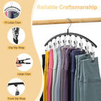 Legging Organizer For Closet,2 Pack Metal Yoga Pants Hangers W/10 Clips Hold 20 Leggings,Space Saving Hanging Closet Organizer Clothes Hanger College Dorm Essentials Apartment Essential,Black