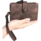 PofeeXIO Womens Small Bifold Leather Wallets RFID Ladies Wristlet with Card Slots id Window Zipper Coin Purse | Small, Bifold, RFID, Wristlet, with Card Slots, id Window