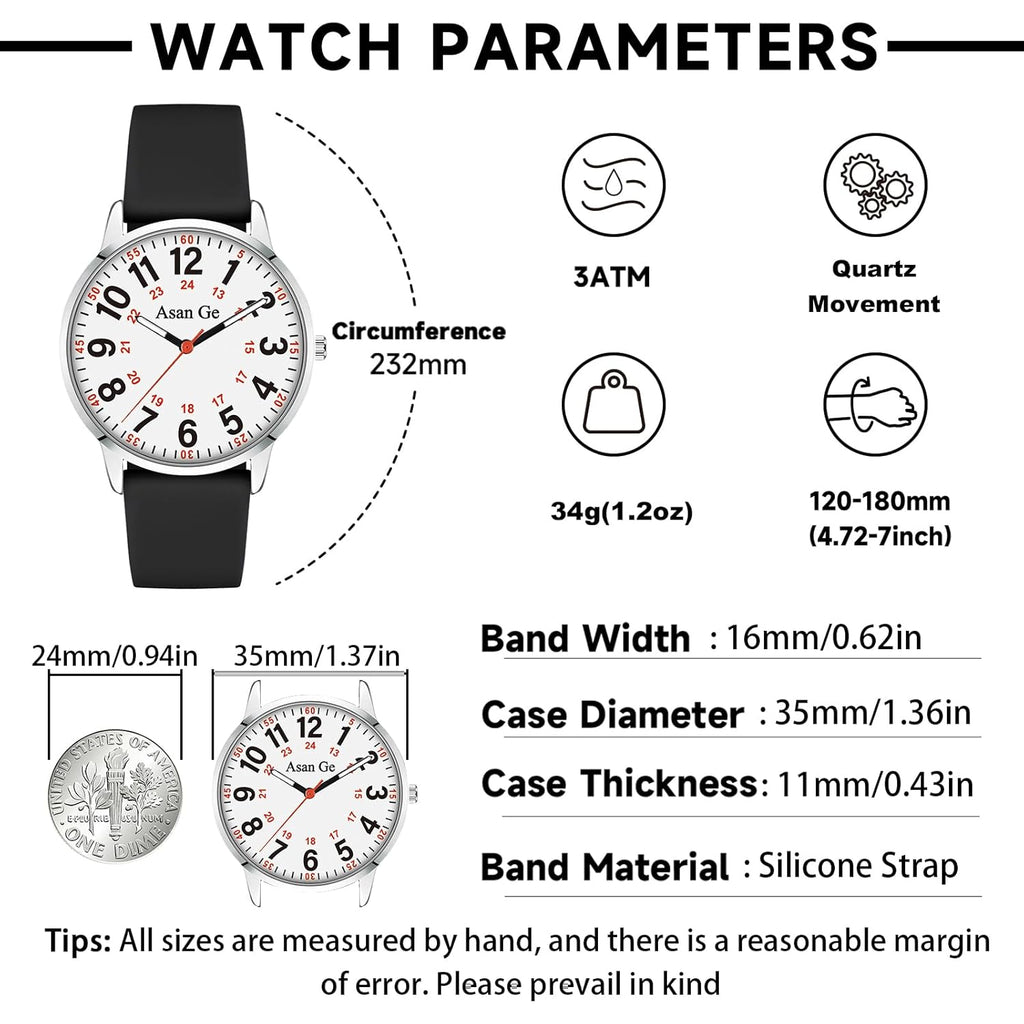 Asan Ge Watches for Women, Fashion 3ATM Waterproof Minimalist Lightweight Easy-to-Read Analog Silicone Watch Suitable for Daily Work, Leisure, Outdoors