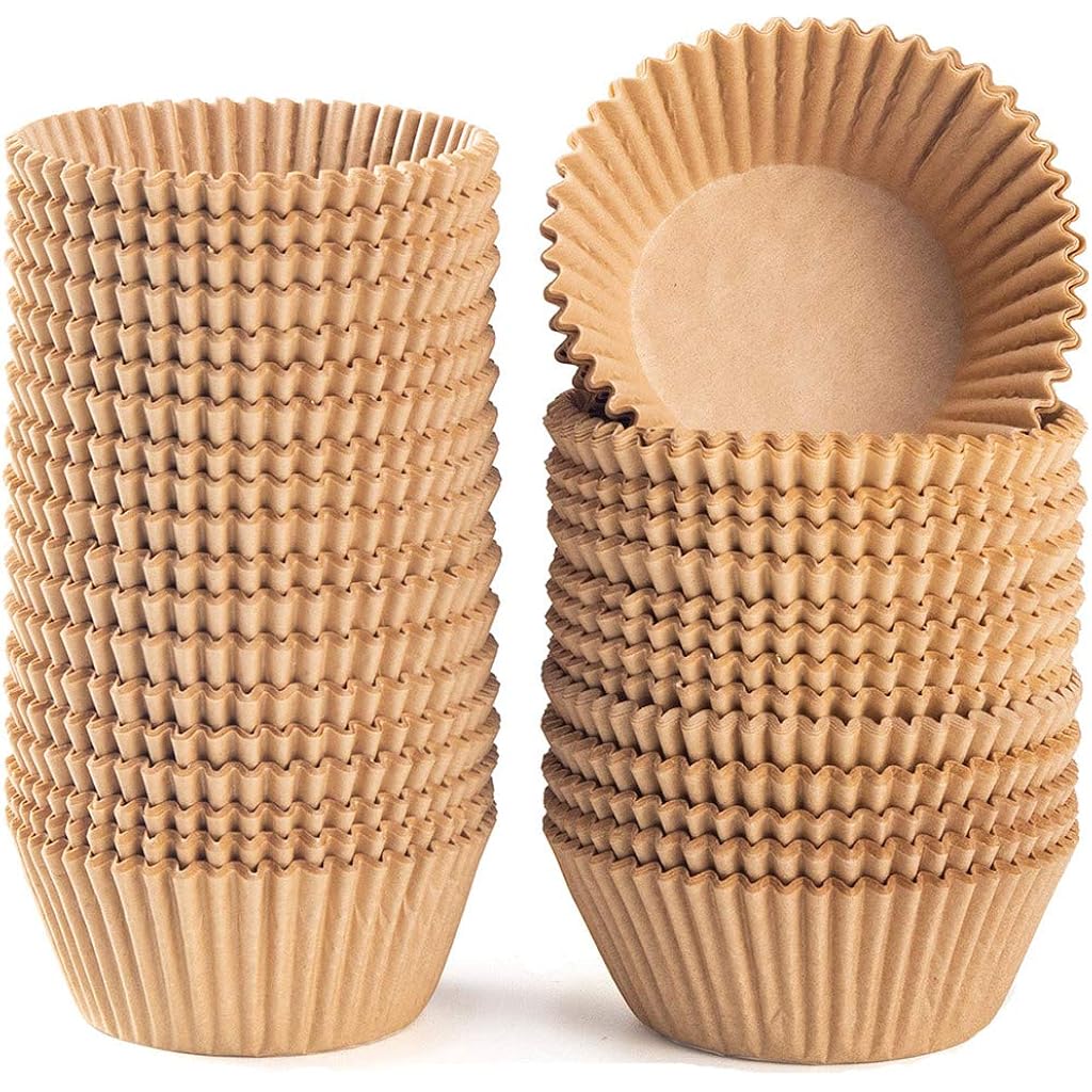 Caperci Standard Natural Cupcake Liners 500 Count, No Smell, Grease-Proof Paper Muffin Liners, Food-Grade Baking Cups For Cupcakes, Muffins, Nuts