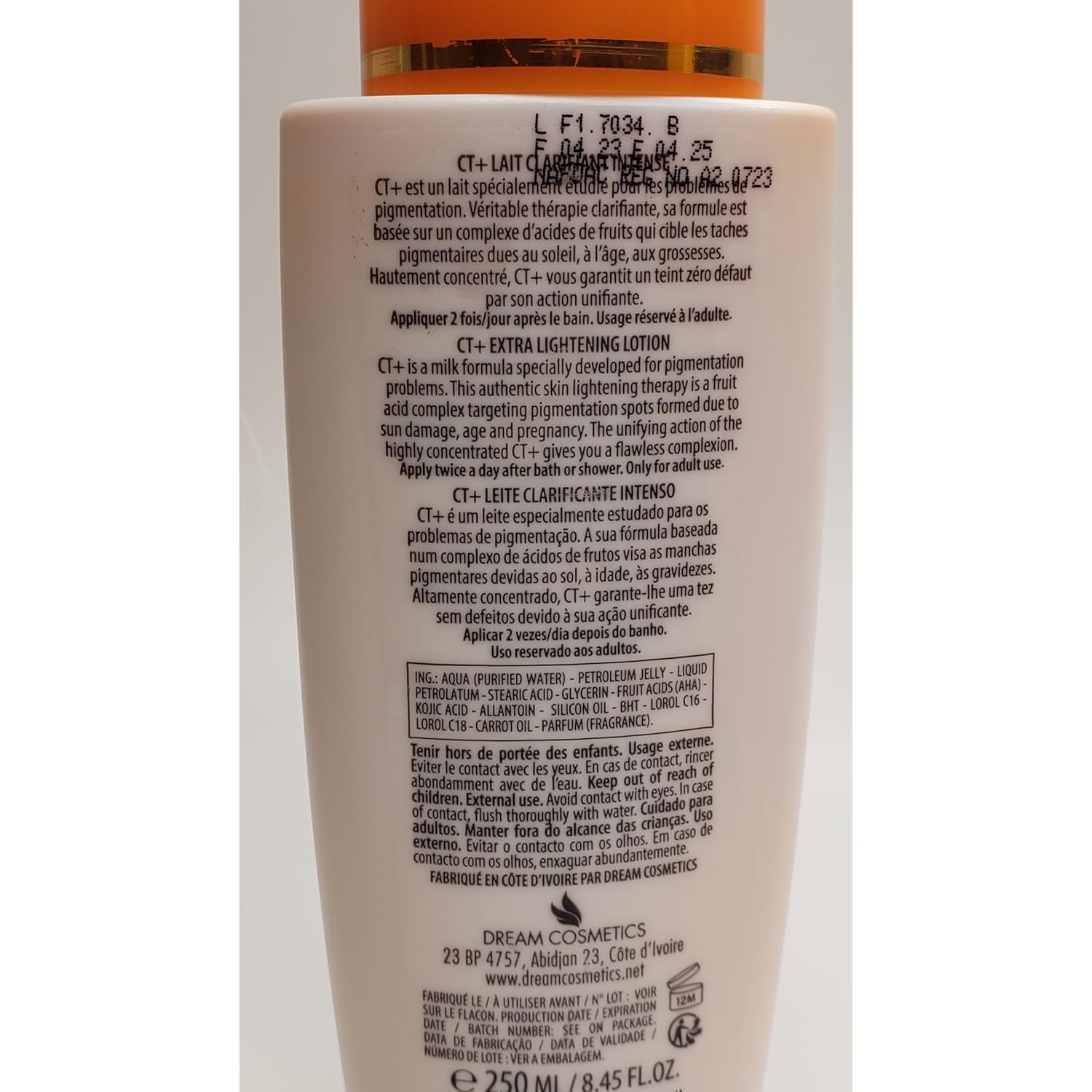 Ct+ Clear Therapy Extra Lightening Skin Cream 6.76 & Lotion 8.45Oz & Soap 6.17Oz & Serum 2.37Oz