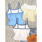 Soly Hux Women'S Cute Summer Floral Tops 3 Packs Spaghetti Strap Tight Tank Tops Beach Crop Camisole