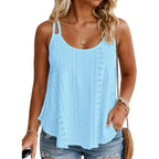 Rosriss Womens Summer Plus Size Tank Tops Embroidery Scoop Neck Spaghetti Strap Camisoles Sleeveless Eyelet Shirts Xl-5Xl