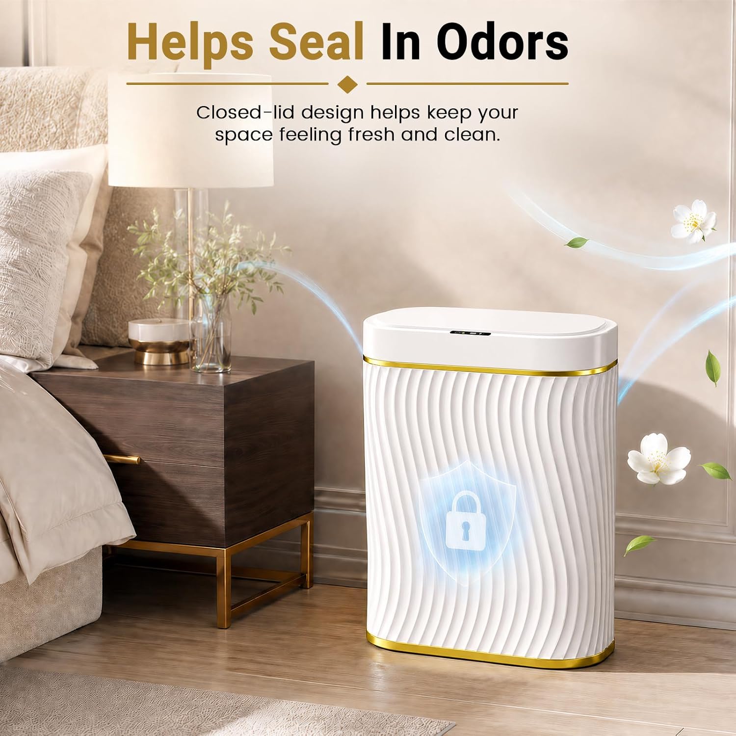 Bathroom Trash Can With Lid, 5 Gallon Automatic Touchless Garbage Can, Motion Sensor Smart Trash Bin, Slim Waterproof Waste Bin For Living Room, Bedroom, Office, Kitche