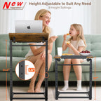 Tv Tray Table Set Of 2, 8-Level Adjustable Height Couch Side Table，90° Tilt Angle Adjustments C-Shaped End Table, With Phone & Tablet Slot Sofa Computer Desk For Couch, Sofa, Bed, Chair, Living Room