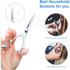 Hair Cutting Scissors Shears Set, Ekuci Professional Home Haircutting Scissors Thinning Shears Kit With Free Comb And Storage Bag For Men Women Home Salon Barber Cut Kit (Silver)