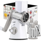 Geedel Rotary Cheese Grater, Kitchen Mandoline Vegetable Slicer With 3 Interchangeable Blades, Easy To Clean Rotary Grater Slicer For Cheese, Vegetables, Nuts