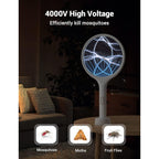 Yissvic Electric Fly Swatter 4000V Bug Zapper Racket Dual Mode (2, White) | Auto Manual Mode, Purple Attractant Light, Rechargeable, Indoor & Outdoor Home Camping Yard Use