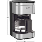 KRUPS Simply Brew Compact 5 Cup Coffee Maker: Stainless Steel Design, Pause & Brew, Keep Warm, Reusable Filter, Drip-Free Carafe