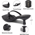 Women'S Kitten Heel Sandals Square Toe Slip On Flip Flop Heels 2 Inch Thong Sandals Party Dress Heeled Sandals
