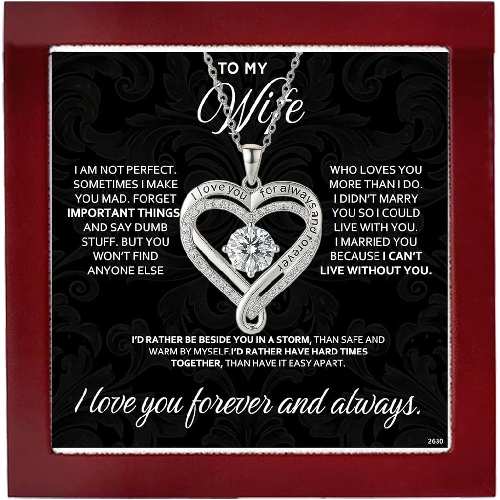 ziella Jewelry Forever Love Heart Necklaces for Wife,I Love You Necklace Valentine's Day Anniversary Birthday Jewerly Pendant Gifts for Women,