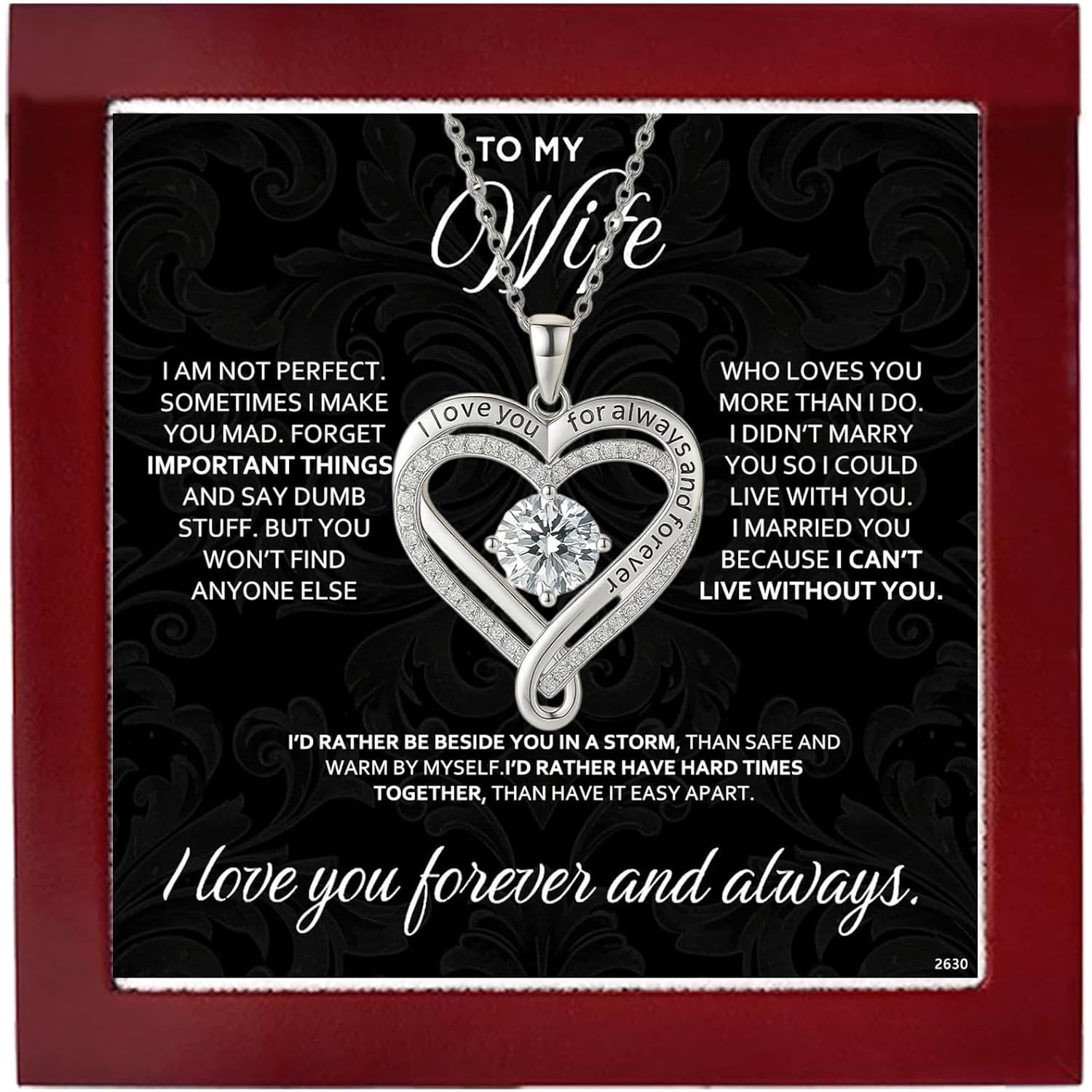 ziella Jewelry Forever Love Heart Necklaces for Wife,I Love You Necklace Valentine's Day Anniversary Birthday Jewerly Pendant Gifts for Women,