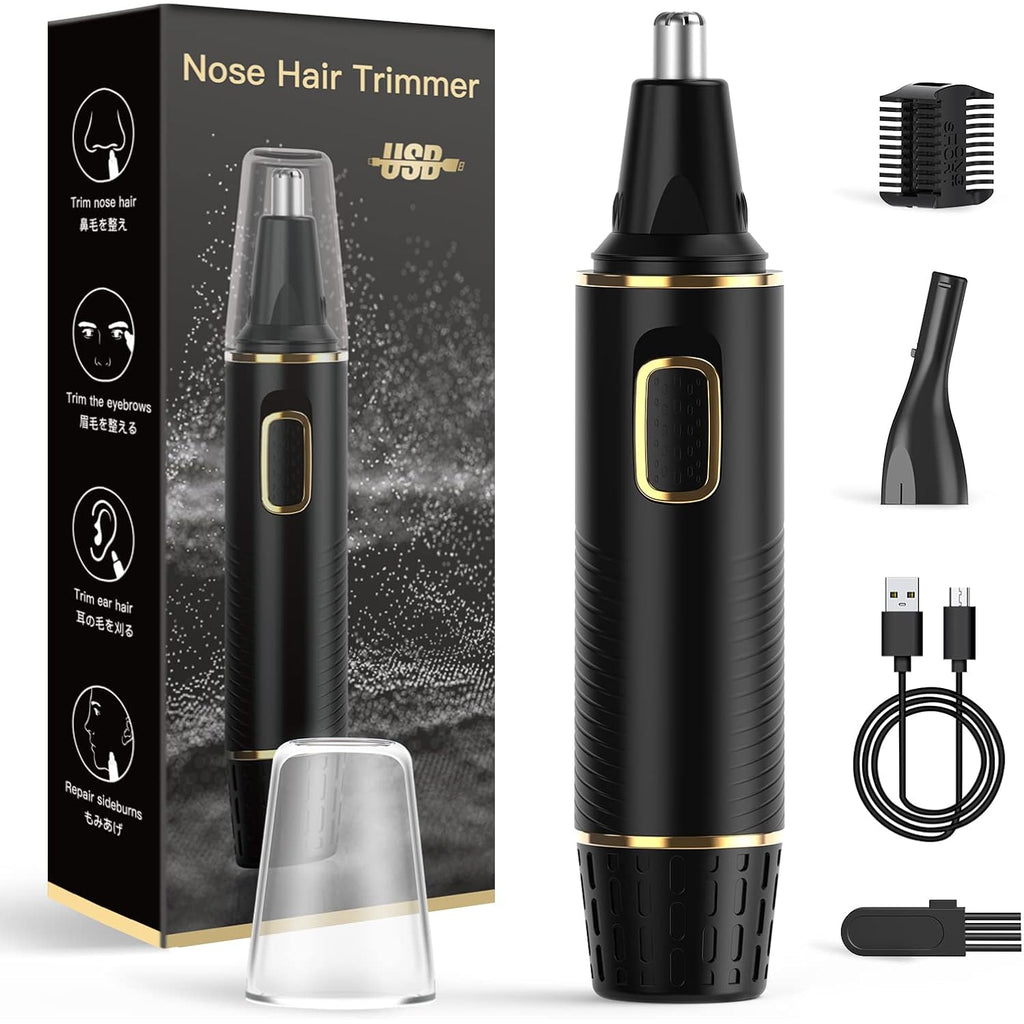 XOOMRSCP Nose Hair Trimmers for Men，Rechargeable Hair Trimmer 2 in 1 Painless Multifunctional Ear and Nose Hair Trimmer with IPX7 Waterproof Dual Edge Blades (Black)