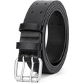 Jasgood Men Double Prong Pu Leather Belt Casual Work Heavy Duty Belt Double Grommet Holes Belt For Jeans