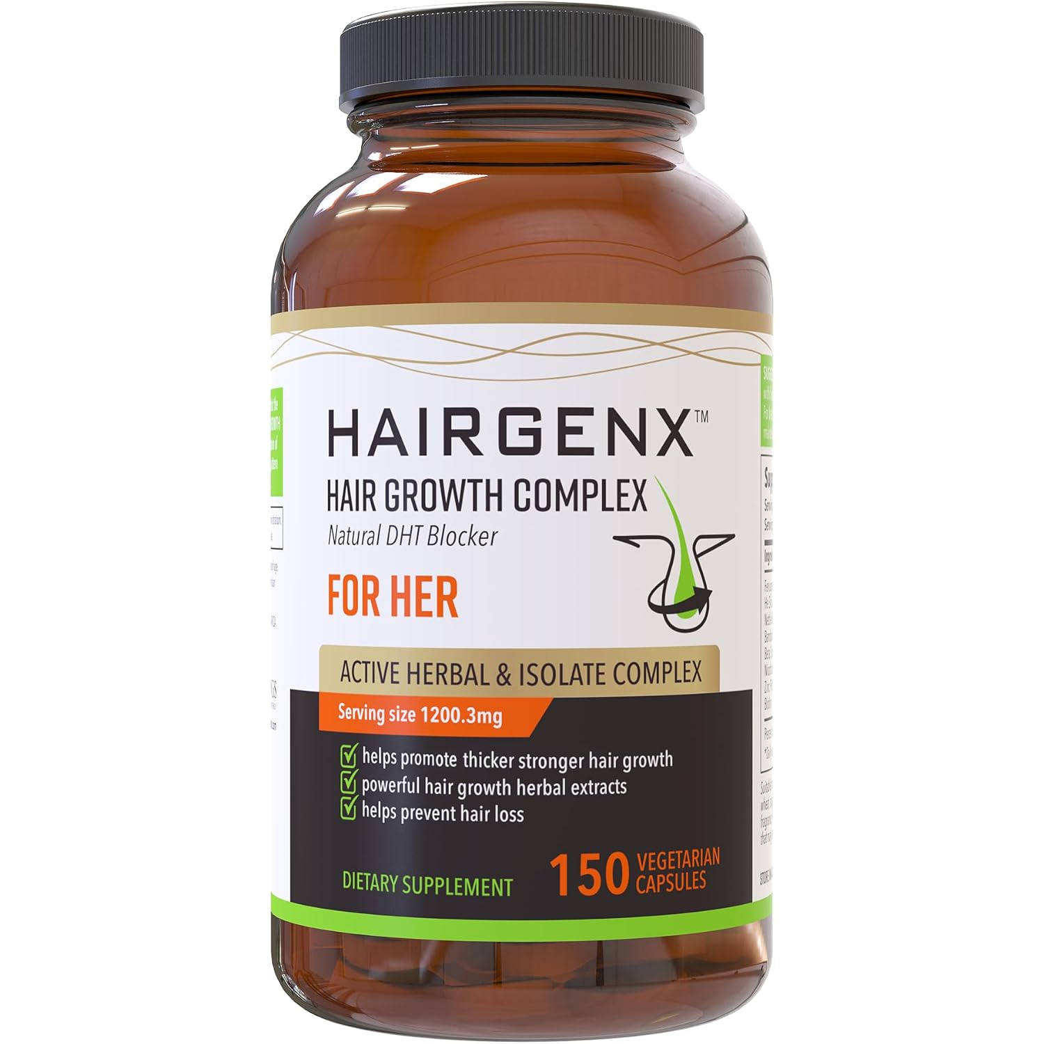 For Her | 150 Herbal Capsules (75 Day Supply) | Dht Blocker For Thicker, Fuller Hair | Natural Hair Loss Supplement For Women | Gluten-Free, Vegan-Friendly