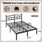 14 Inch Metal Bed Frame - Queen Size Heavy Duty Bedframe With Headboard Black Basic Steel Slats Platform No Box Spring Needed/Easy Assembly/Noise Free