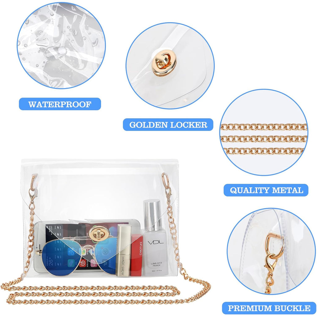 HAOGUAGUA Clear Purse for Women, Clear Bag Stadium Approved, See Through Clear Handbag for Concerts Sports Events