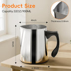 CasaCulina Candle Making Pouring Pot, 32oz Stainless Steel Wax Melting Pot with Heat-Resistant Handle, Double Boiler Candle Making Pitcher with Dripless Pouring Spout Design