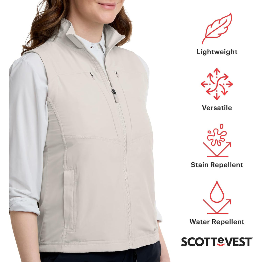 Scottevest Lightest Vest For Women - 16 Hidden Pockets - Lightweight Water Repellent For Travel & More