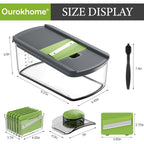 Ourokhome Mandolin Slicer For Kitchen Food, Hand Safe Vegetable Shredder With 6 Mandoline Blades, Veggie Waffle Cutter For Potato, Carrot, Zucchini, Onion, Essential Kitchen Gadgets (6 In 1, Gray)