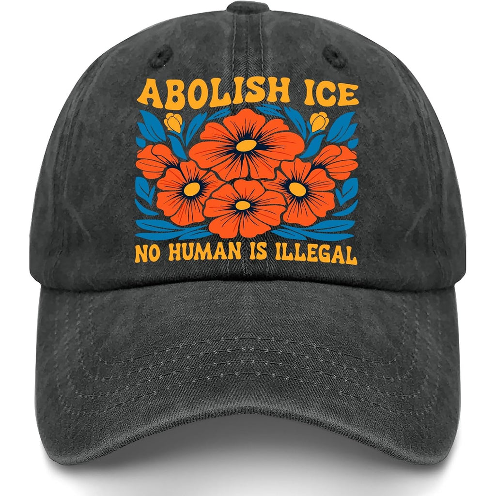 Abolish ICES No Human is Illegal Hat for Womens Fashion Washed Distressed Abolish Ices No Human is Illegal 3