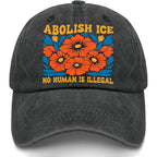 Abolish ICES No Human is Illegal Hat for Womens Fashion Washed Distressed Abolish Ices No Human is Illegal 3